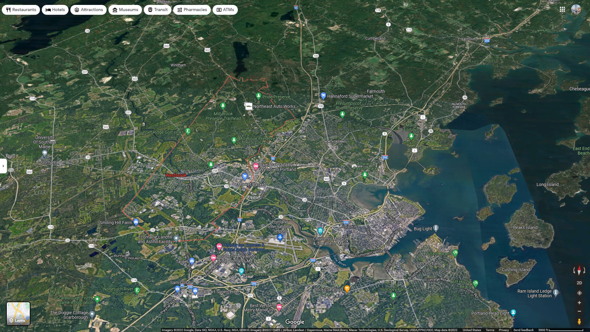 Westbrook Aerial Map Maine
